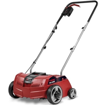 Einhell Elektro-Vertikutierer GC-ES 1231/1 (1.200 W, bis 300 m², 8 Doppelmesser, 3-stufige Arbeitstiefeneinstellung + Transportposition, klappbarer Führungsholm) - 1